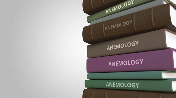 Tytuł Anemology na stosie książek, koncepcyjny renderowania 3d — Zdjęcie stockowe