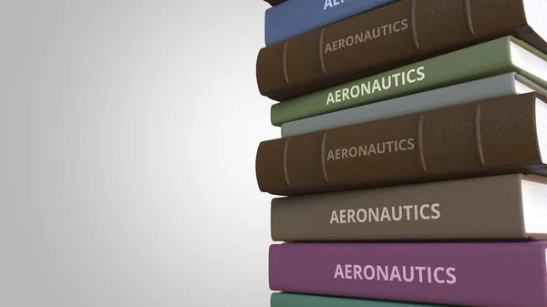 Pile de livres sur l'AÉRONAUTIQUE, rendu 3D — Photo