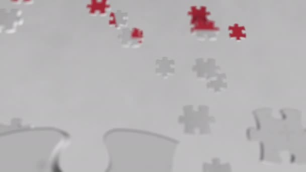 Kanon-Logo-Komposition mit Puzzleteilen, redaktionelle Animation — Stockvideo
