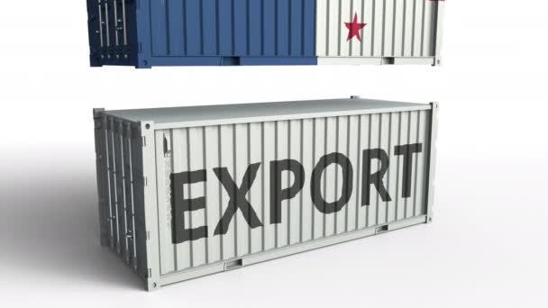 Container with flag of Panama breaking container with EXPORT text. Conceptual 3D animation — Stock Video