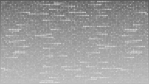 Abstrakte horizontale blinkende Linien aus Punkten auf dem grauen Hintergrund, aufklappbare Animation — Stockvideo