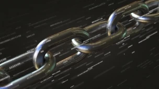 Catena e numeri binari. Blockchain tecnologia concettuale animazione loop — Video Stock