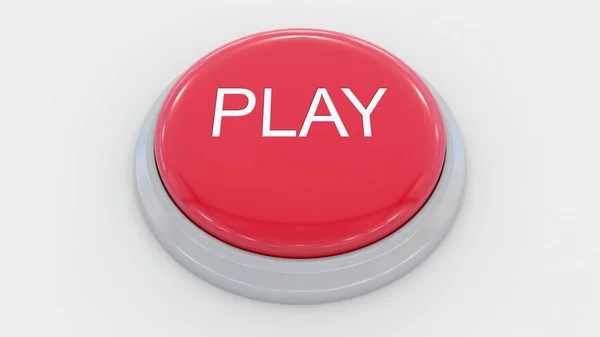 Grande botão vermelho com inscrição de jogo. Renderização 3D conceitual — Fotografia de Stock