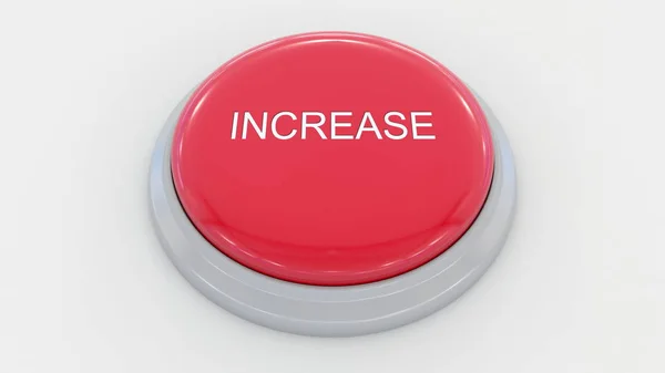 Grande botão vermelho com inscrição de aumento. Renderização 3D conceitual — Fotografia de Stock