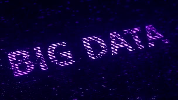 Purple Big Data slova z létání osvětlený částice. Loopable 3d animace — Stock video