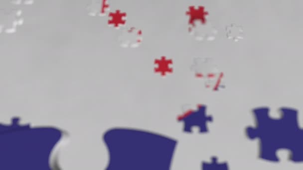 ジグソー パズルのピースで作られているクロアチアの旗。クロアチア問題ソリューション概念 3 d アニメーション — ストック動画