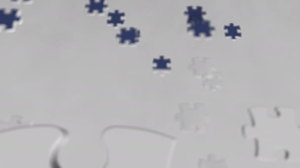 Bandiera della Finlandia realizzato con pezzi puzzle. Finlandese soluzione dei problemi concettuale animazione 3D — Video Stock