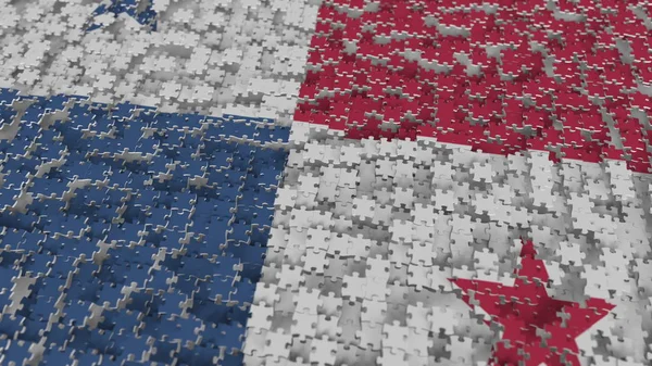 Flagge Panamas, die mit Puzzleteilen hergestellt wird. Panamische Problemlösung konzeptionelles 3D-Rendering — Stockfoto