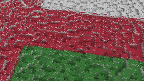 Flagge von oman, die mit Puzzleteilen hergestellt wird. omani Problemlösung konzeptionelles 3D Rendering — Stockfoto