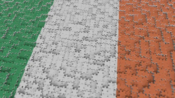 Flagge Irlands, die mit Puzzleteilen hergestellt wird. irische Problemlösung konzeptionelles 3D-Rendering — Stockfoto