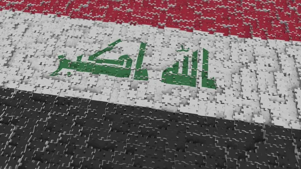 Flaga Iraku są wykonane z kawałków układanki. Rozwiązanie problemu irackiego pojęciowy renderowania 3d — Zdjęcie stockowe