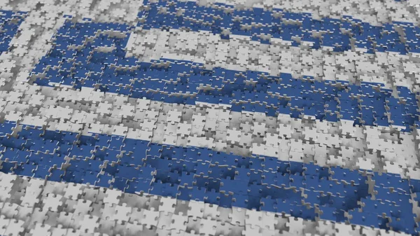 Flagge von Griechenland, die mit Puzzleteilen hergestellt wird. Griechische Problemlösung konzeptionelles 3D Rendering — Stockfoto