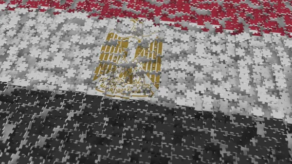Флаг Египта, сделанный из кусочков мозаики. Концептуальная 3D рендеринг египетских проблем — стоковое фото