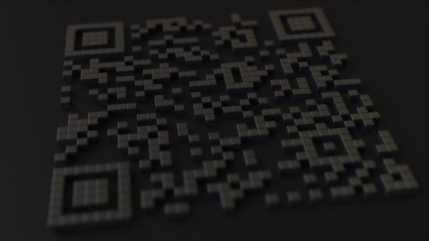 Respuesta rápida o código QR con símbolo euro. Moderna animación 3D relacionada con fintech — Vídeos de Stock