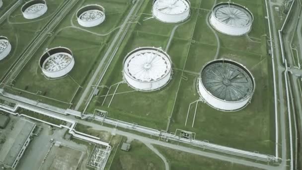 Aerial view of industrial storage chemical tanks — Stock Video