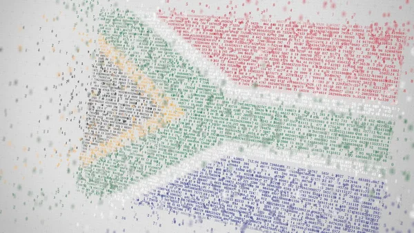 Los números que caen conforman la bandera de SUDÁFRICA. Renderizado 3D relacionado con la tecnología digital nacional —  Fotos de Stock