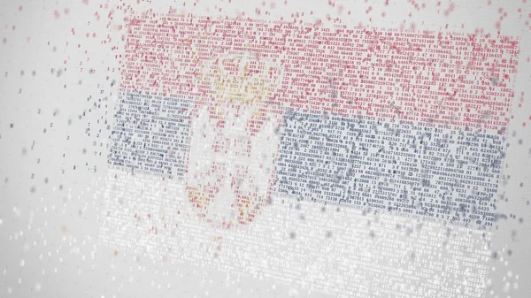 Падающие номера составляют флаг СЕРБИИ. Национальные информационные технологии 3D рендеринг — стоковое фото