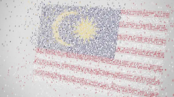 Falling numbers make up flag of MALAYSIA. Digital economy conceptual 3D rendering — Stock Photo, Image