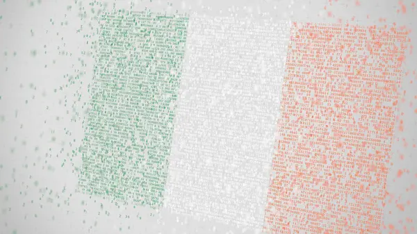 I numeri cadenti costituiscono la bandiera dell'IRLANDA. Rendering 3D delle tecnologie dell'informazione nazionali — Foto Stock