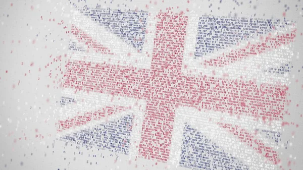 Flagga av Storbritannien att vara sammansatt med siffror. Konceptuell 3d-rendering — Stockfoto