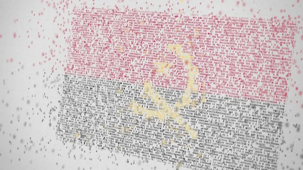 떨어지는 숫자 앙골라의 국기를 확인합니다. 3d 렌더링 관련 국가 정보 기술 — 스톡 사진