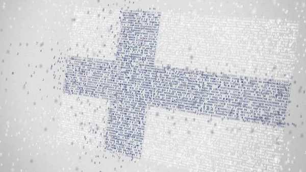 Spadające numery składają się flaga Finlandii. Technologia informacyjna krajowego, związane renderowania 3d — Zdjęcie stockowe