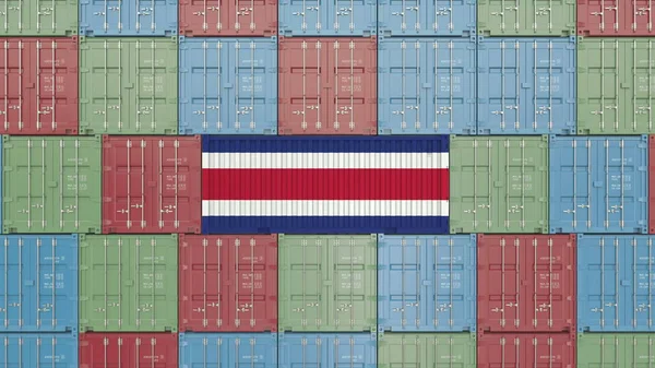 Cargo behållare med flagga av Costa Rica. Importera eller exportera relaterade 3d-rendering — Stockfoto