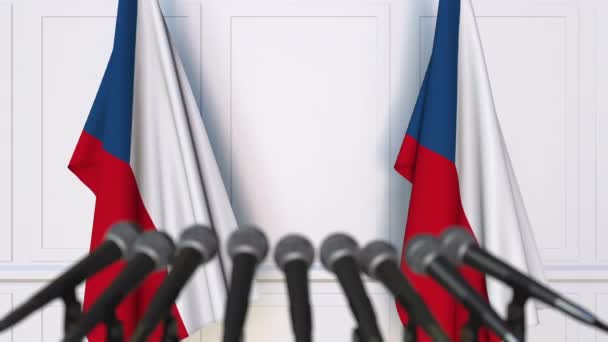 Conferenza stampa ufficiale ceca con bandiere. Animazione 3D — Video Stock