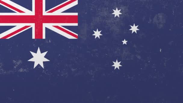 Schiacciamento muro di cemento con bandiera dell'Australia. Crisi australiana concettuale animazione 3D — Video Stock