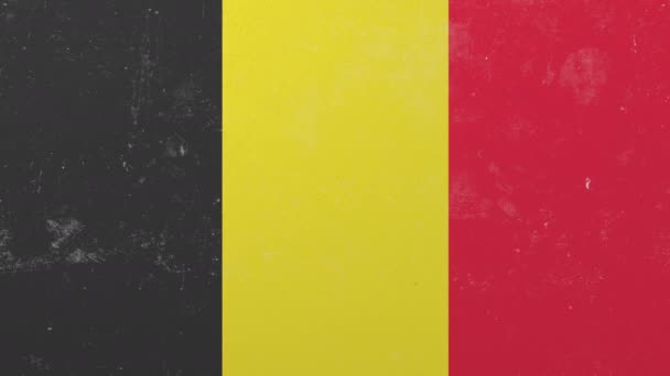 Destroying wall with painted flag of Belgium. Belgian crisis conceptual 3D animation — Stock Video