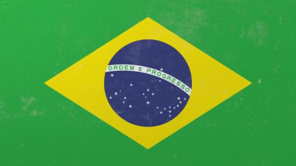 用巴西国旗砸碎水泥墙。巴西危机概念3d 动画 — 图库视频影像
