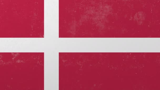 Förstöra väggen med målade flagga Danmark. Danska kris konceptuell 3d-animering — Stockvideo