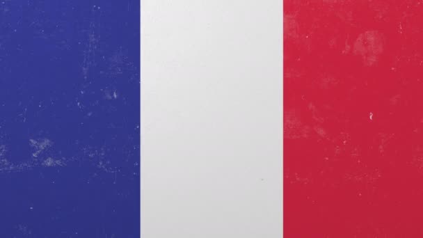 Crushing concrete wall with flag of France. French crisis conceptual 3D animation — Stock Video