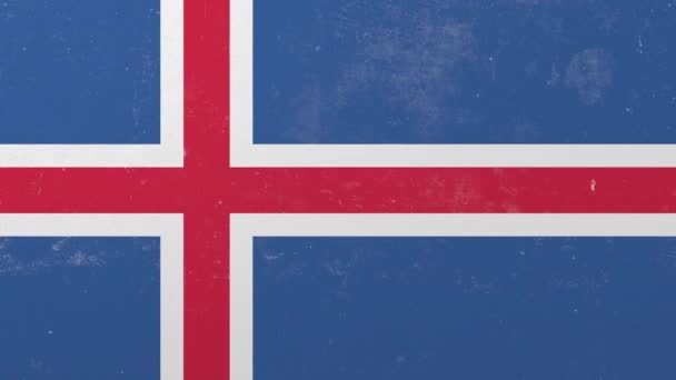 Breaking wall with painted flag of Iceland. Icelandic crisis conceptual 3D animation — Stock Video