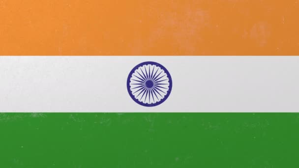 Vernietigen muur met geschilderde vlag van India. Indiase crisis conceptuele 3d animatie — Stockvideo