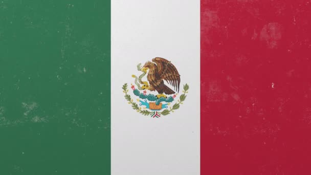 Разбивание бетонной стены флагом Мексики. Концептуальная 3D анимация мексиканского кризиса — стоковое видео