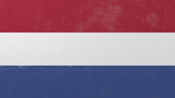 Breken muur met geschilderde vlag van Nederland. Nederlandse crisis conceptuele 3d animatie — Stockvideo