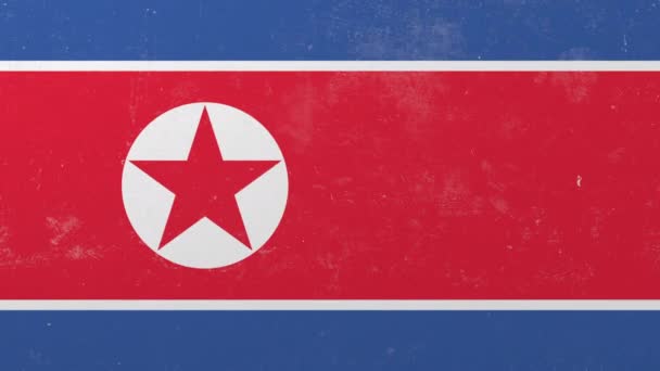 Ablak betörése a falon festett zászló, Észak-Korea. Koreai válság fogalmi 3d animáció — Stock videók