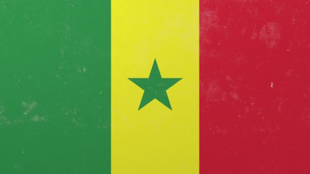 Trituración de muro de hormigón con bandera de Senegal. Crisis senegalesa animación conceptual 3D — Vídeo de stock