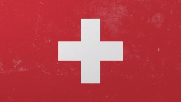 Καταστρέφει τοίχο με χειροποίητη σημαία της Ελβετίας. Ελβετική κρίση εννοιολογική 3d animation — Αρχείο Βίντεο