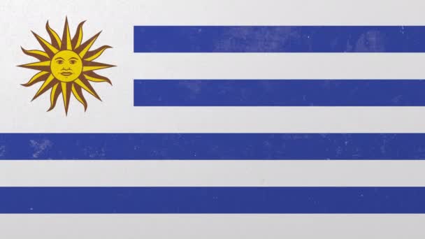 Breaking wall with painted flag of Uruguay. Uruguayan crisis conceptual 3D animation — Stock Video