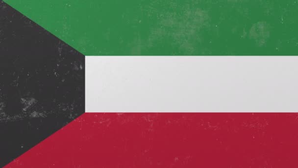 Rompiendo muro con bandera pintada de Kuwait. Crisis kuwaití animación conceptual 3D — Vídeo de stock