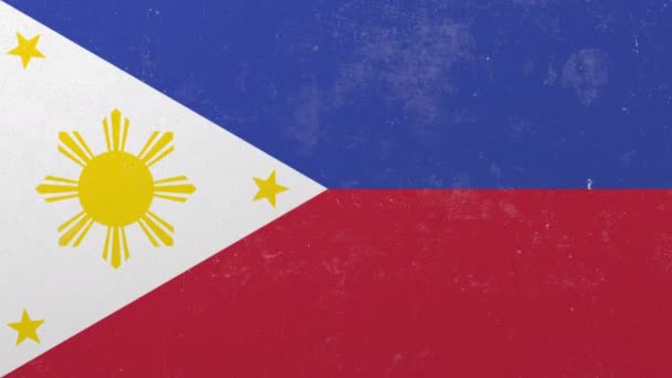 用菲律宾国旗砸碎水泥墙。菲律宾危机概念3d 动画 — 图库视频影像