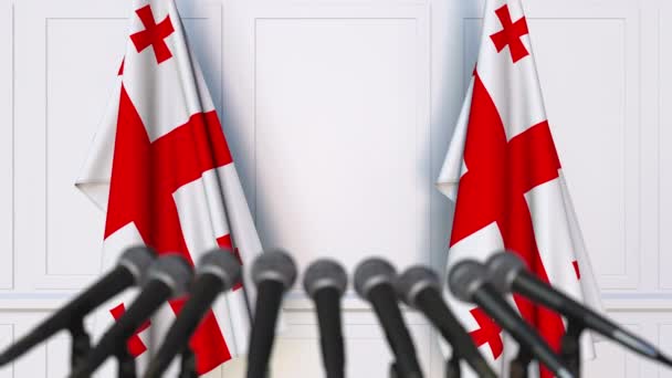 格鲁吉亚举行了带有格鲁吉亚国旗的正式新闻发布会。3d 动画 — 图库视频影像