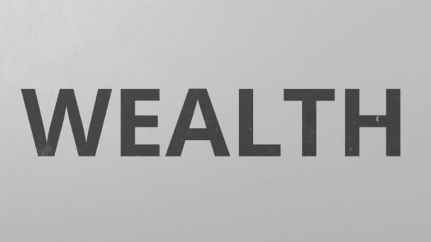 Breaking ścianie z malowane słowo Wealth. Koncepcyjna animacja 3D — Wideo stockowe