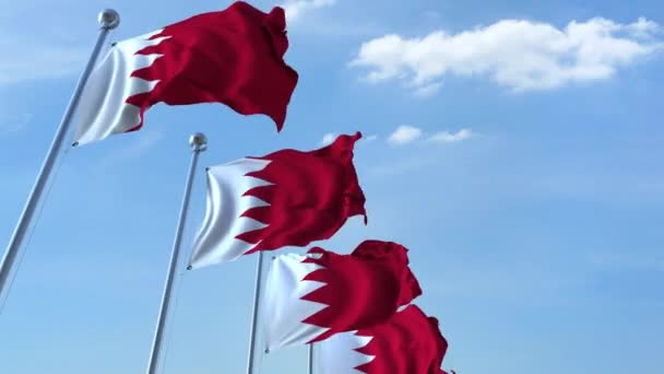 Molti sventolano bandiere del Bahrein. Animazione 3D Loopable — Video Stock