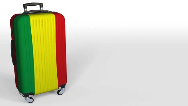 Reisekoffer mit Flagge von Bolivien. Konzeptionelle 3D-Darstellung des bolivianischen Tourismus, Leerraum für Bildunterschriften — Stockfoto