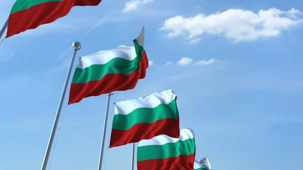 多くのブルガリアの旗を振っています。3d レンダリング — ストック写真