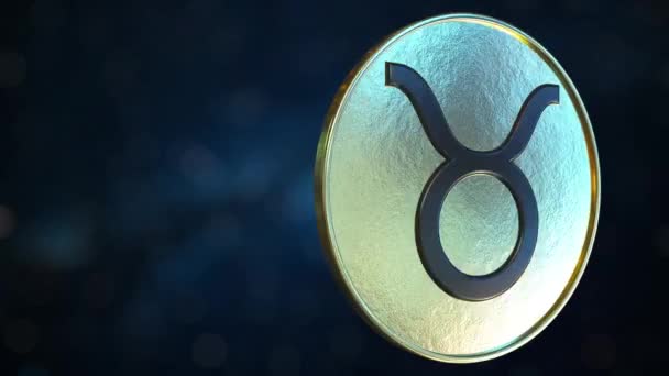 Token de ouro com signo Taurus Zodiac. Fundo movimento Loopable — Vídeo de Stock