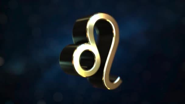 Rotating gold Leo Zodiac sign, loopable 3D animation — Stock Video
